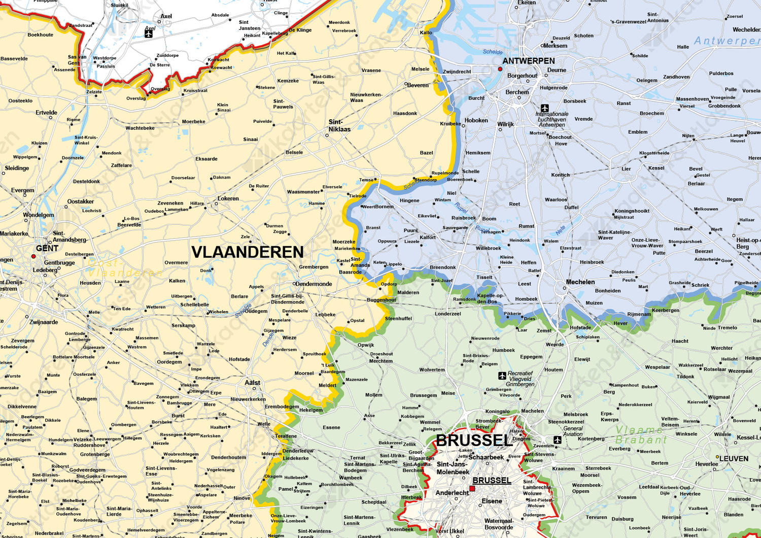 Vlaanderen Staatkundige Kaart