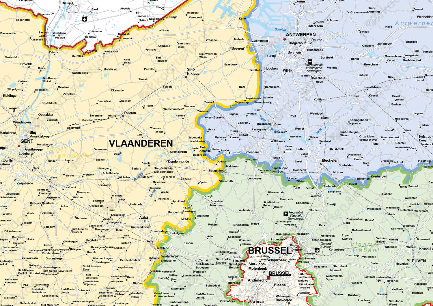 Vlaanderen Staatkundige Kaart