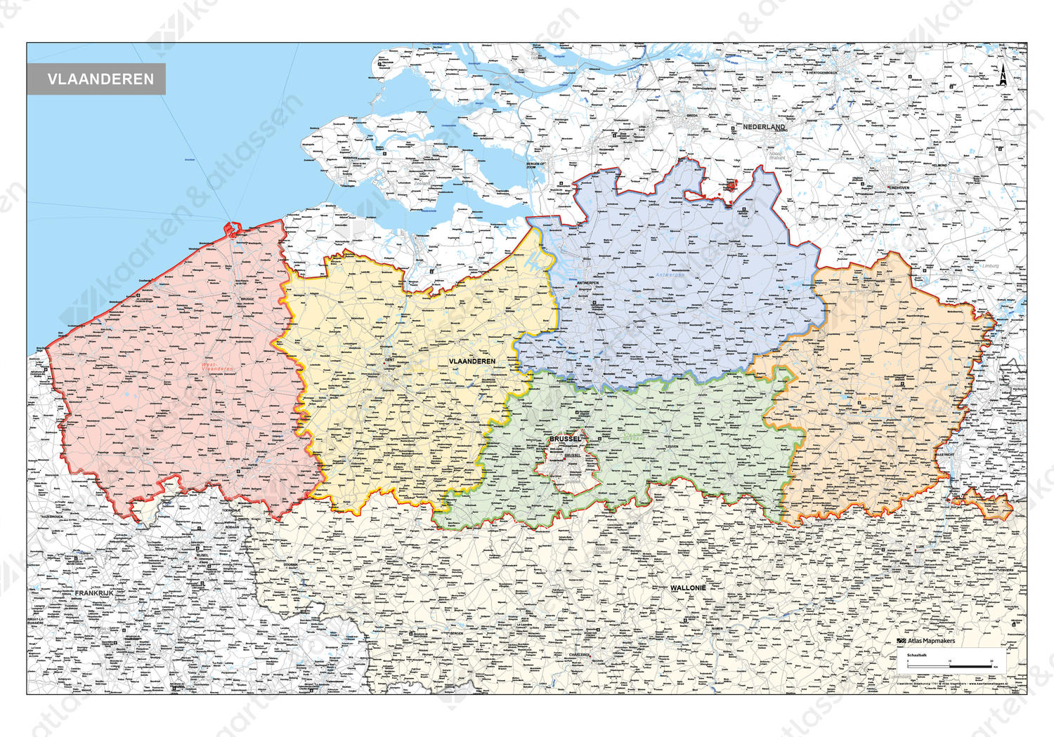 Vlaanderen Staatkundige Kaart 1751 | Kaarten En Atlassen.Nl