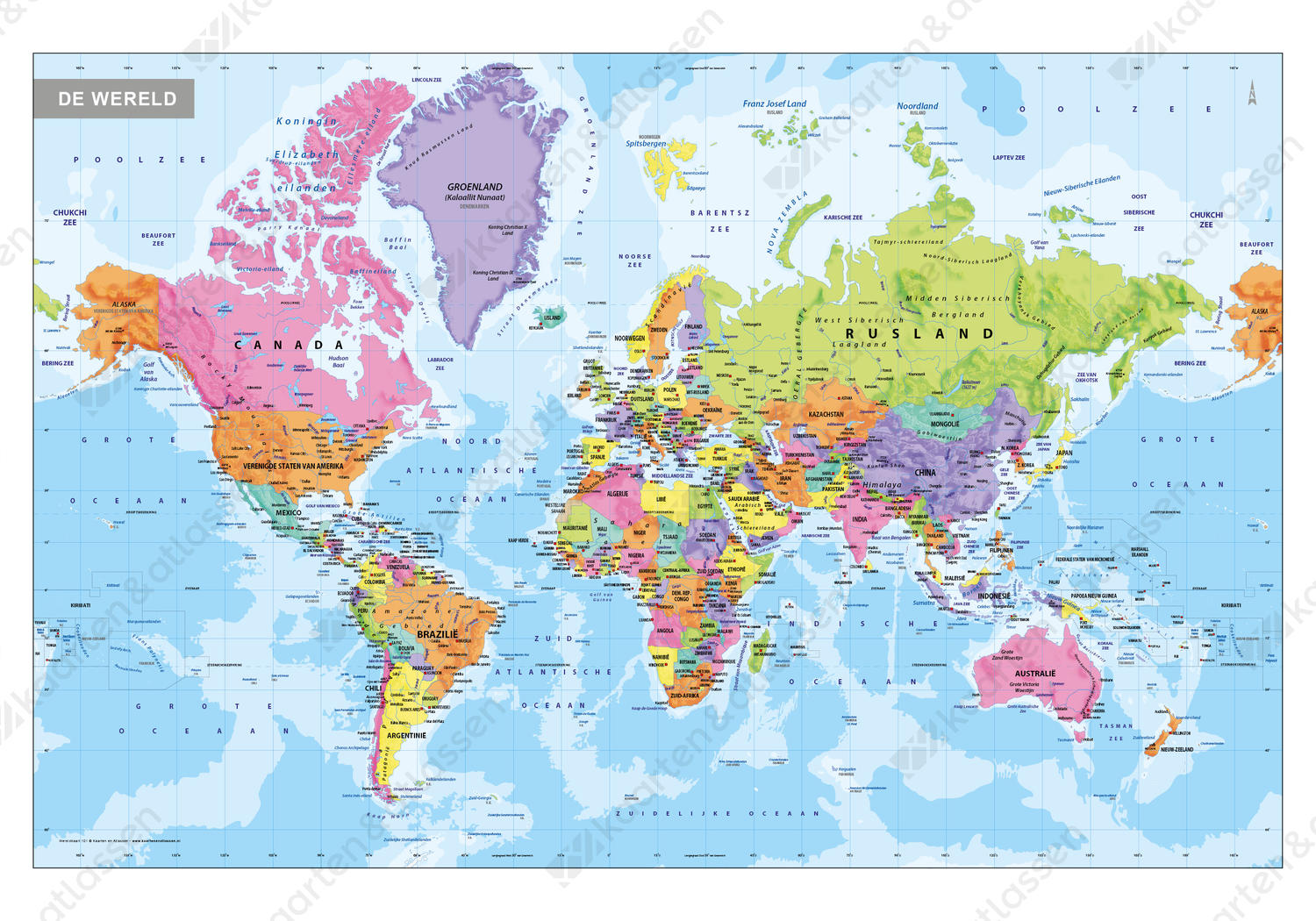 Wereldkaart Staatkundig 101 | Kaarten en