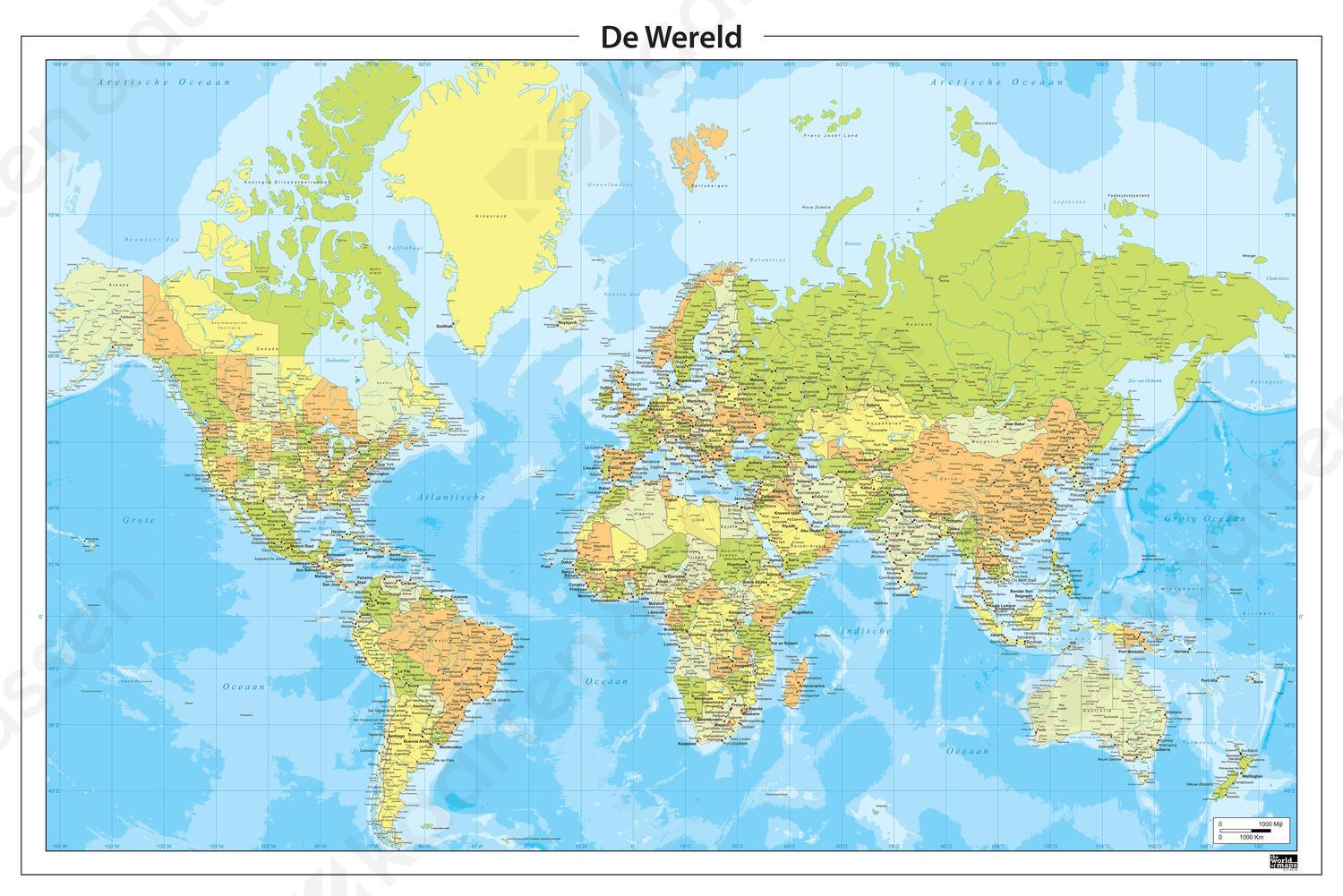 Wereldkaart Nederlandstalig