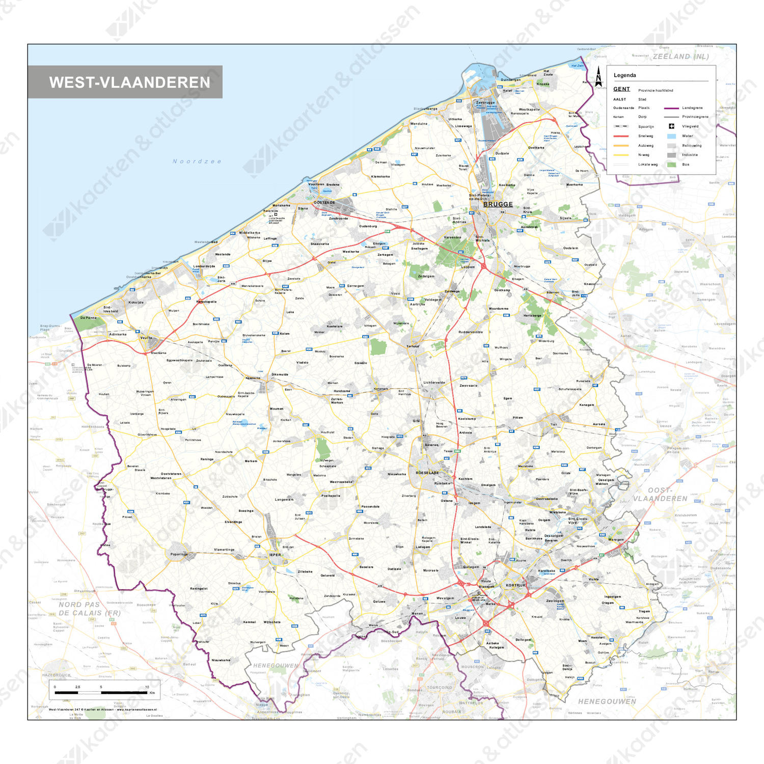 Provinciekaart West-Vlaanderen Provinciekaart West-Vlaanderen