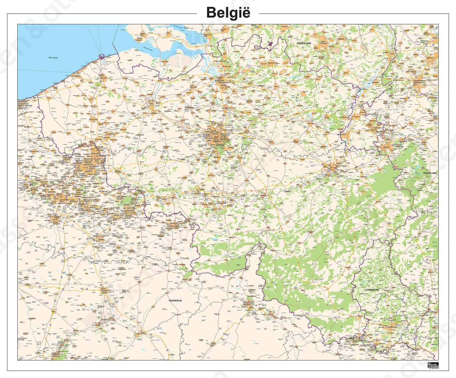 Digitale België kaart Topografisch