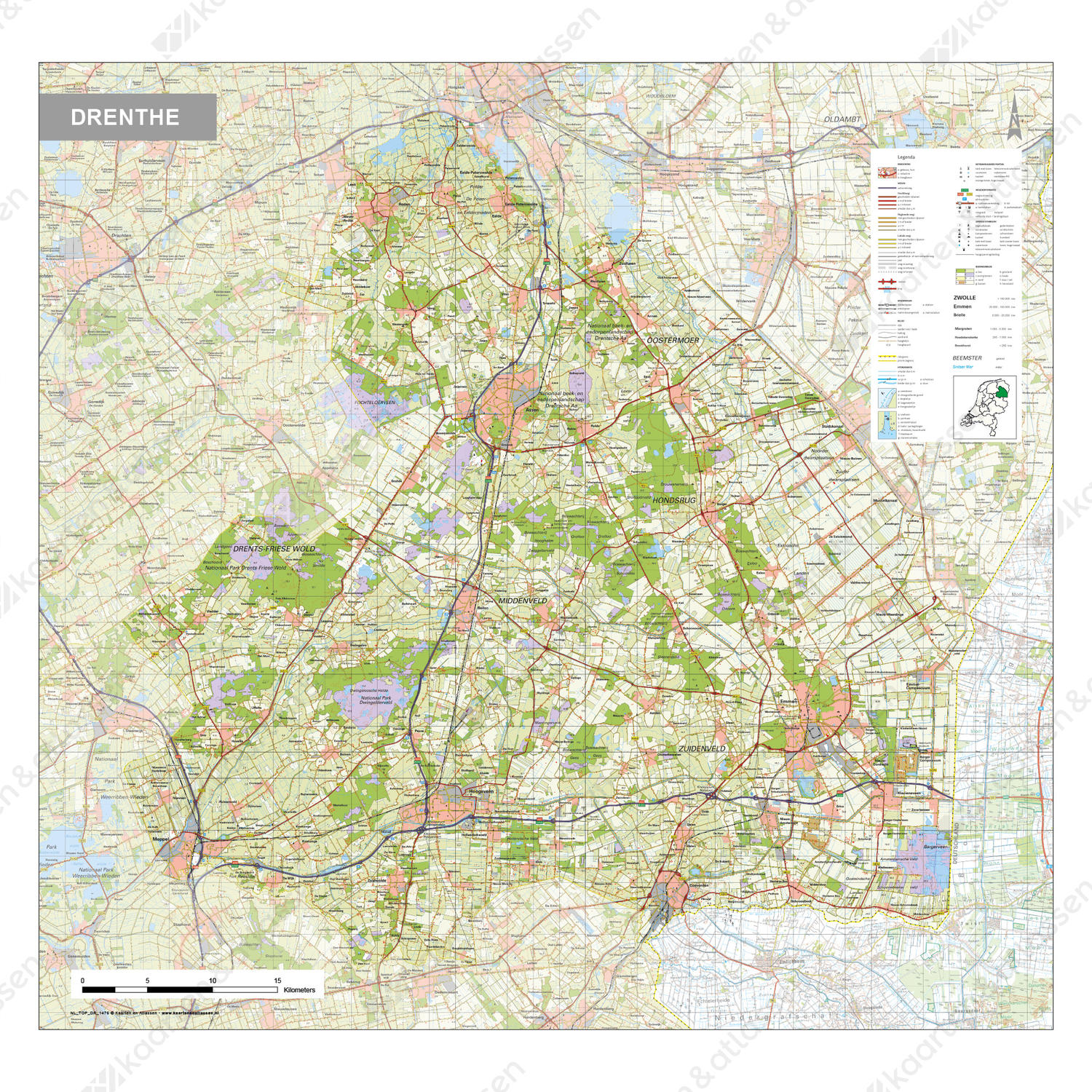 Topografische kaart Drenthe 1:100.000 Topografische kaart Drenthe 1:100.000