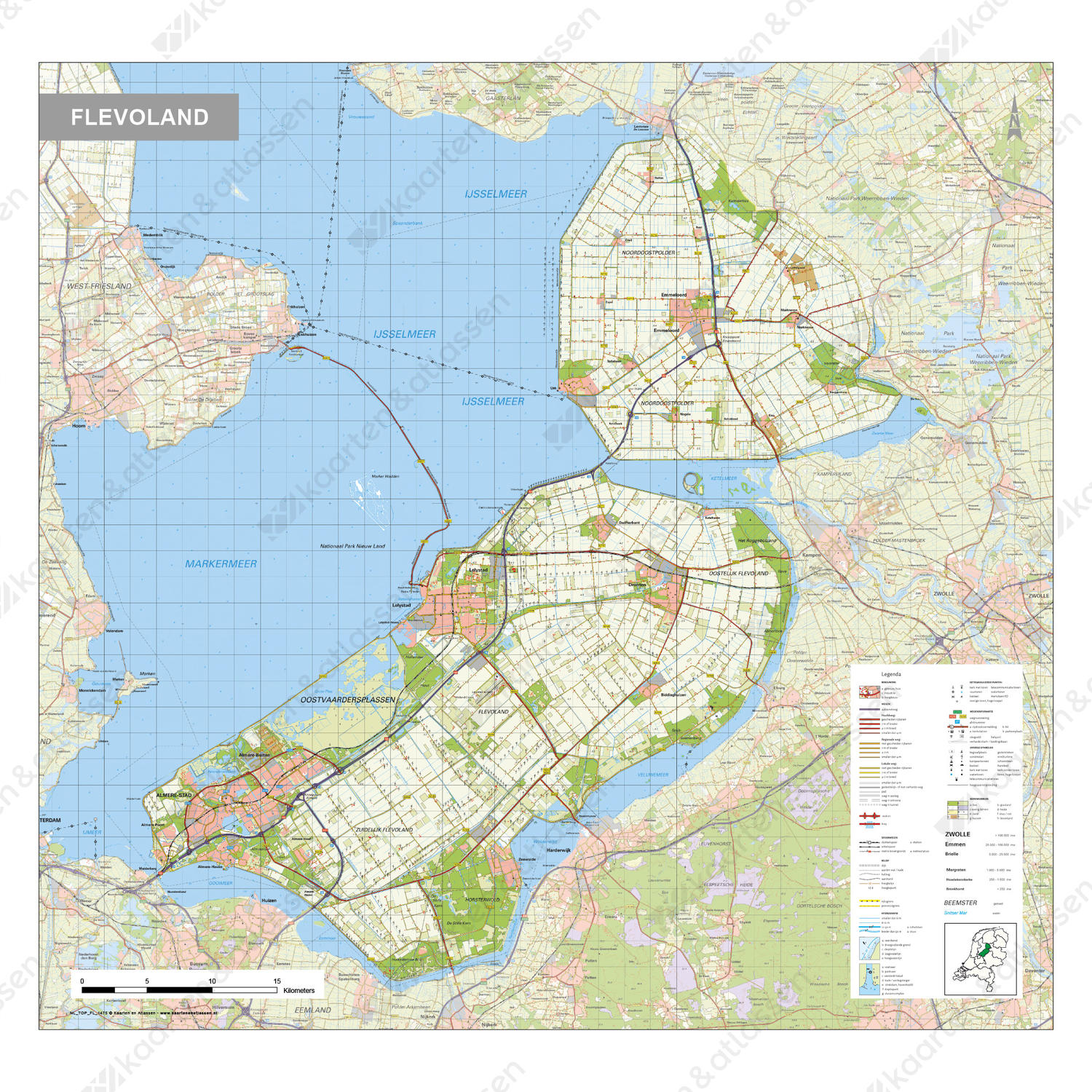 Topografische kaart Flevoland 1:100.000