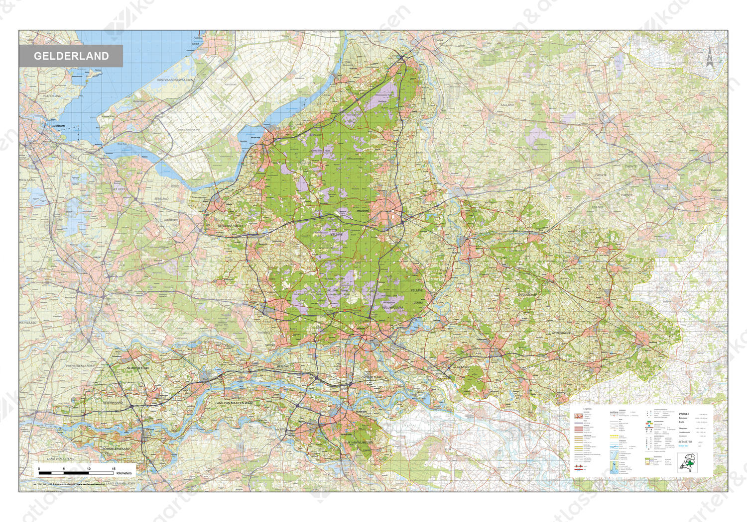 Topografische kaart Gelderland 1:100.000