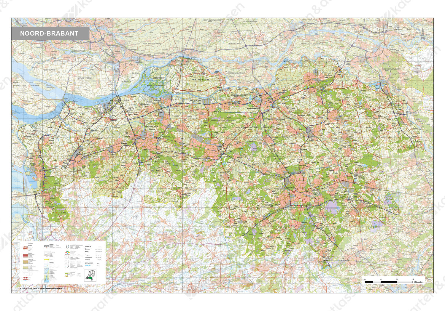 Topografische kaart Noord-Brabant 1:100.000