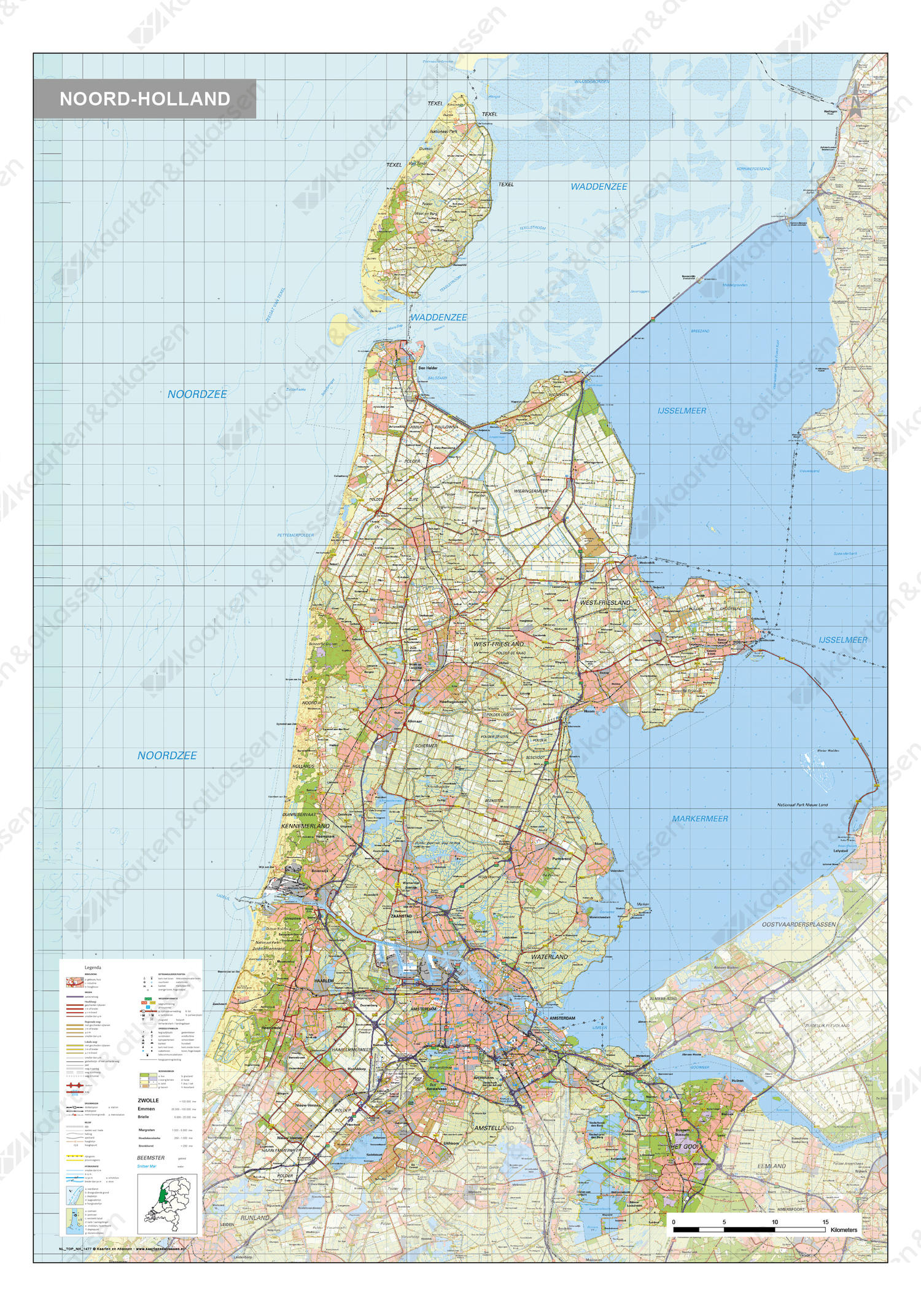 Topografische kaart Noord-Holland 1:100.000