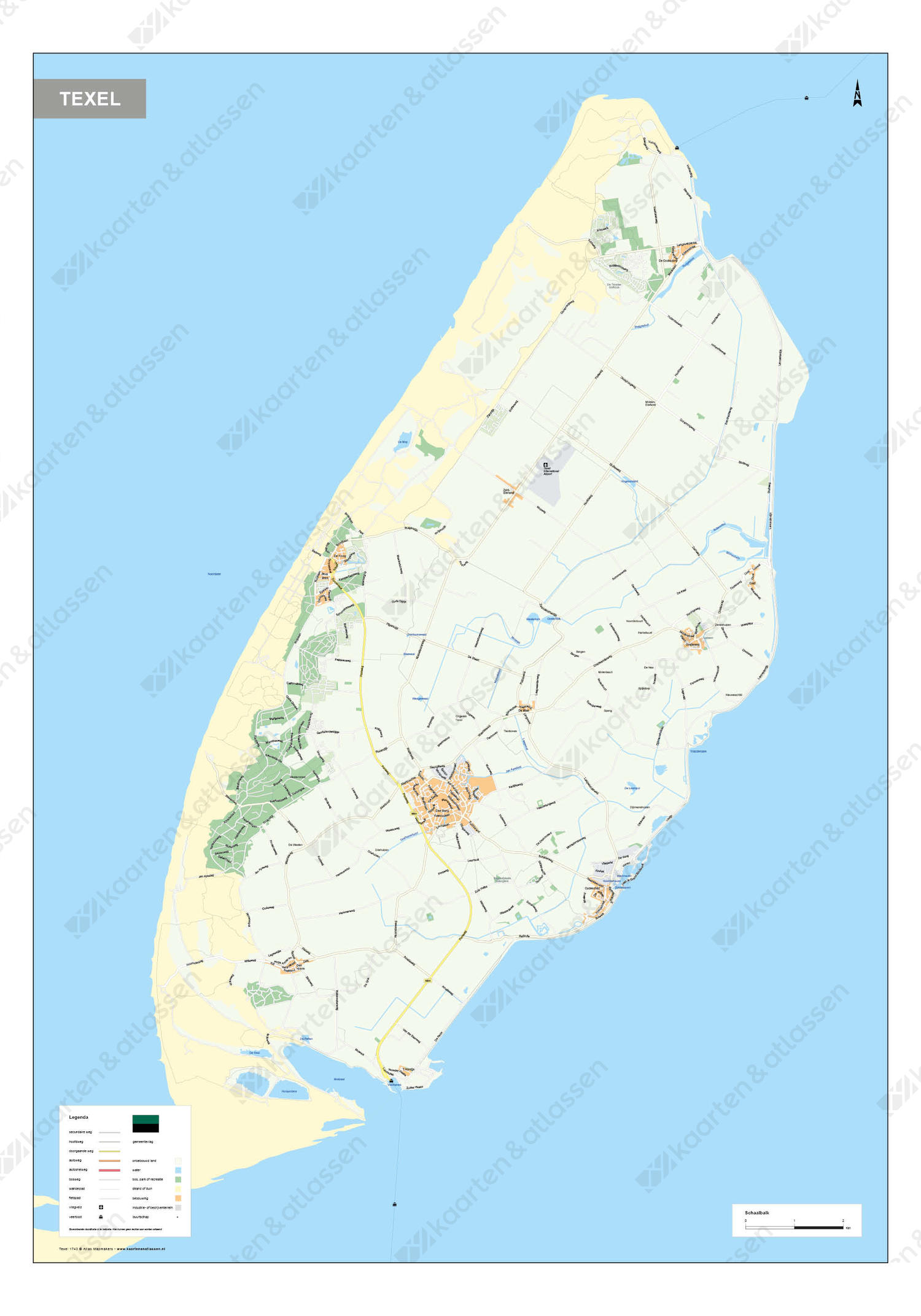 Texel kaart Texel kaart
