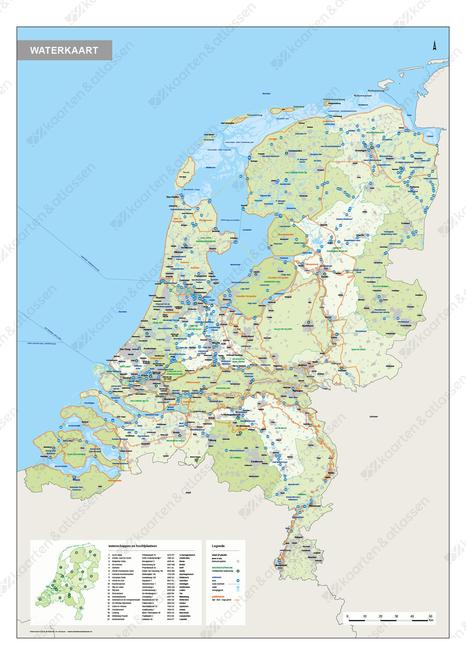 Waterkaart van Nederland