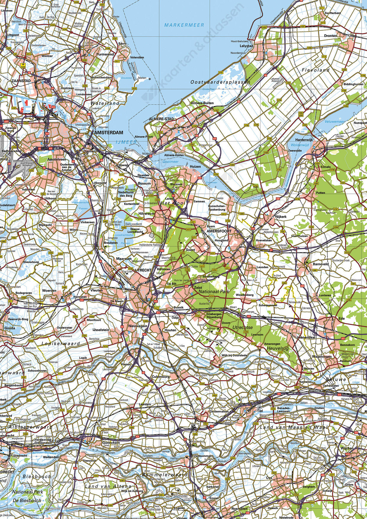 Nederland kaart met wegennet