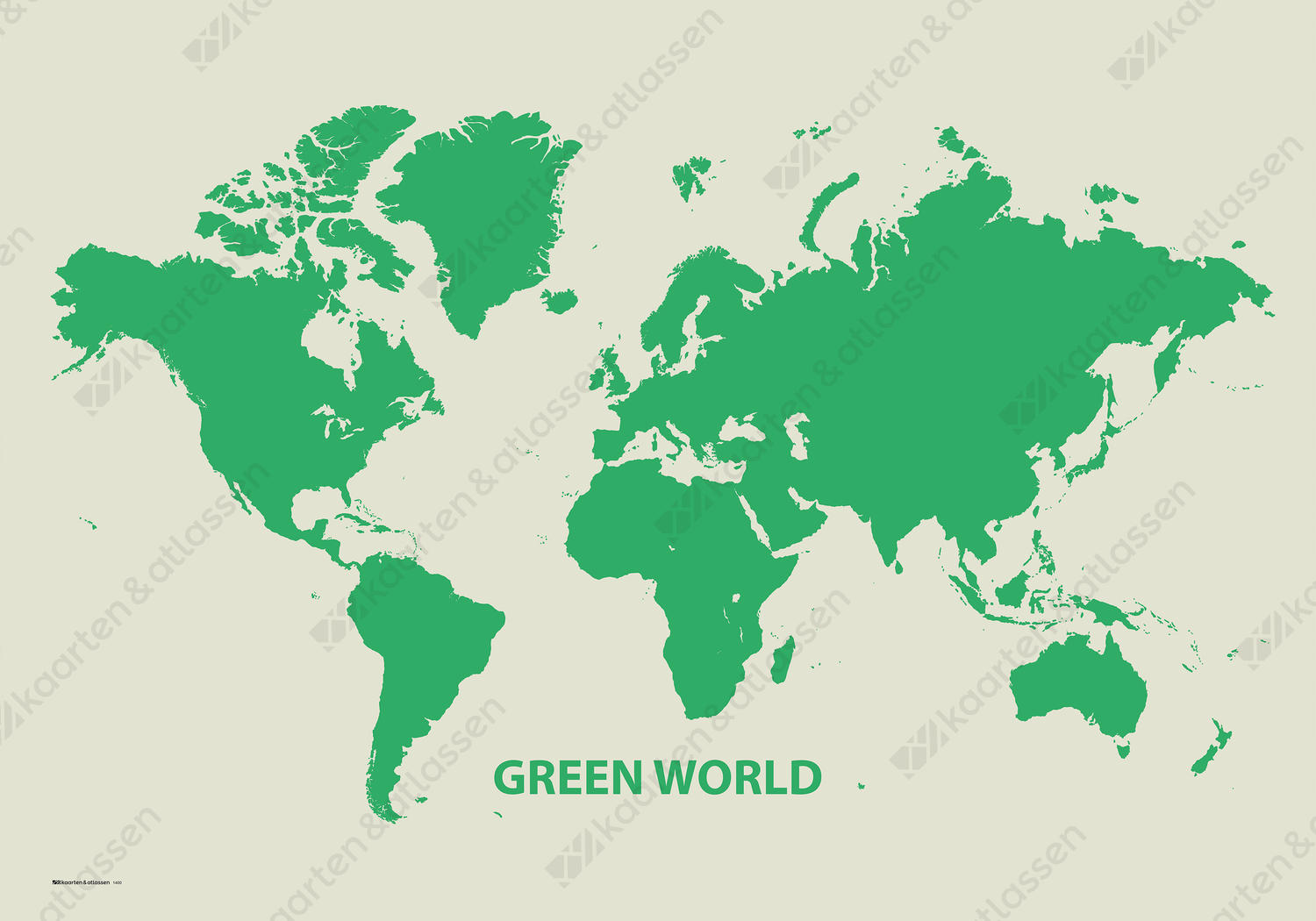 Decoratieve Wereldkaart Green World 1400