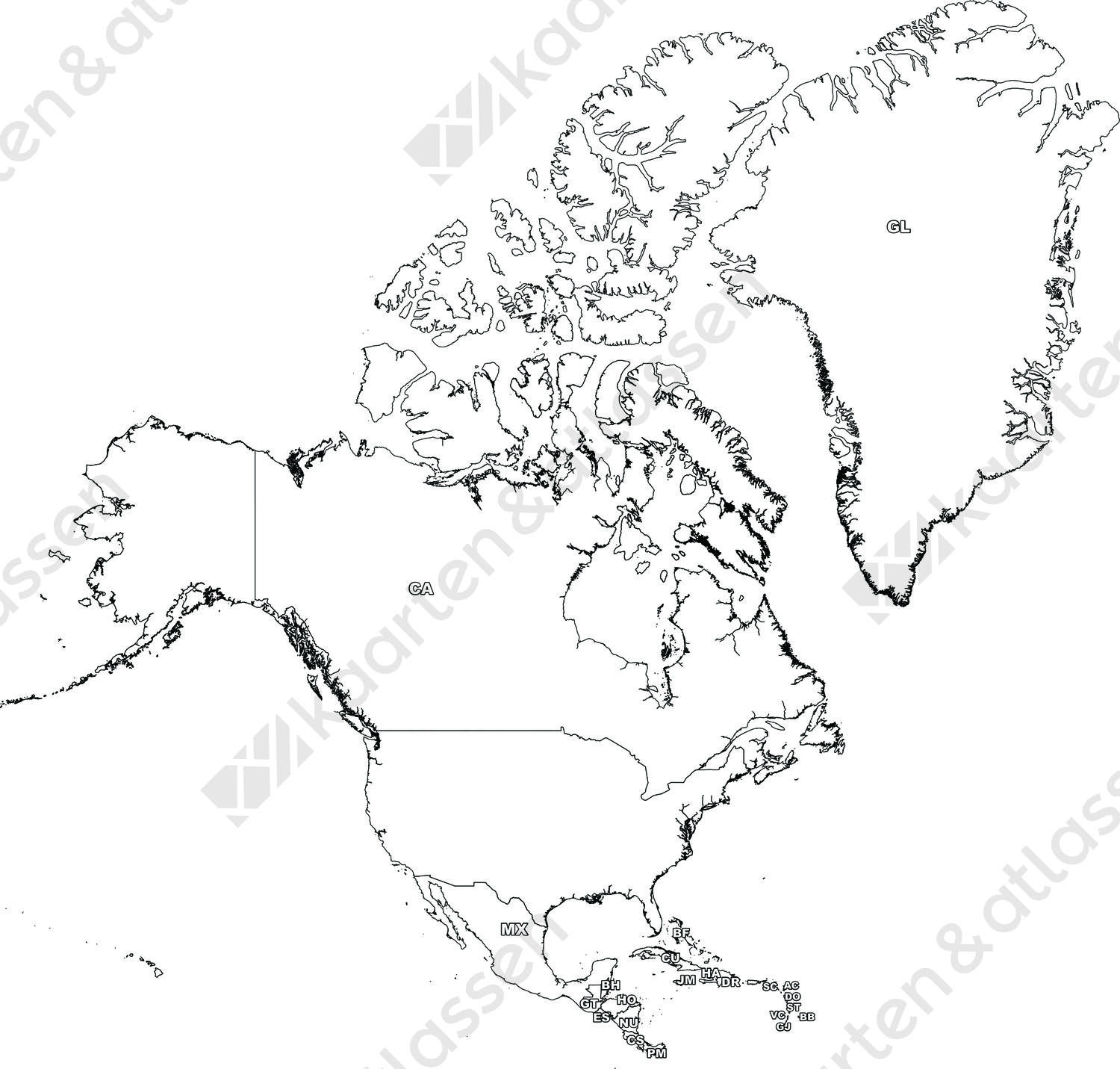 Gratis digitale kaart Noord-Amerika
