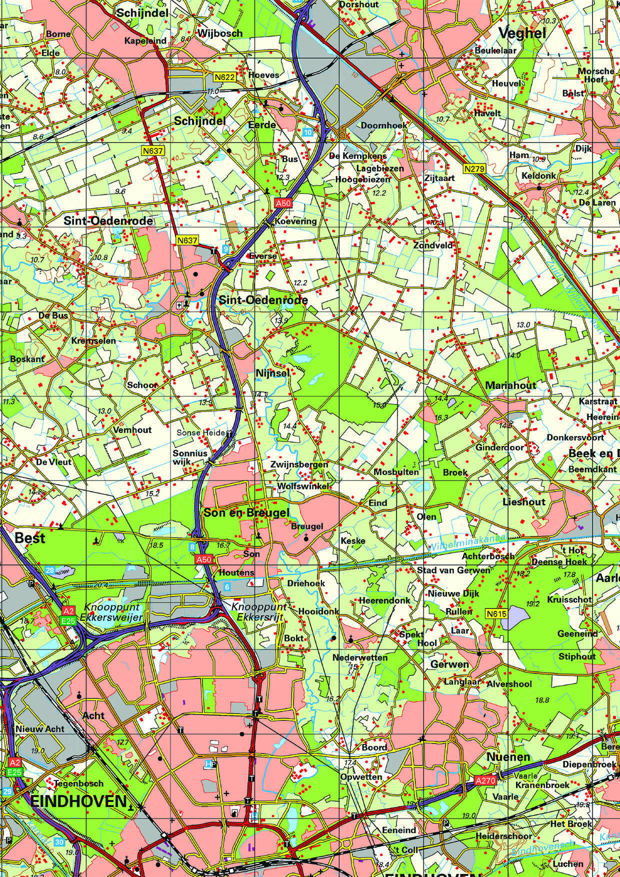 Topografische kaart Noord-Brabant 1:100.000