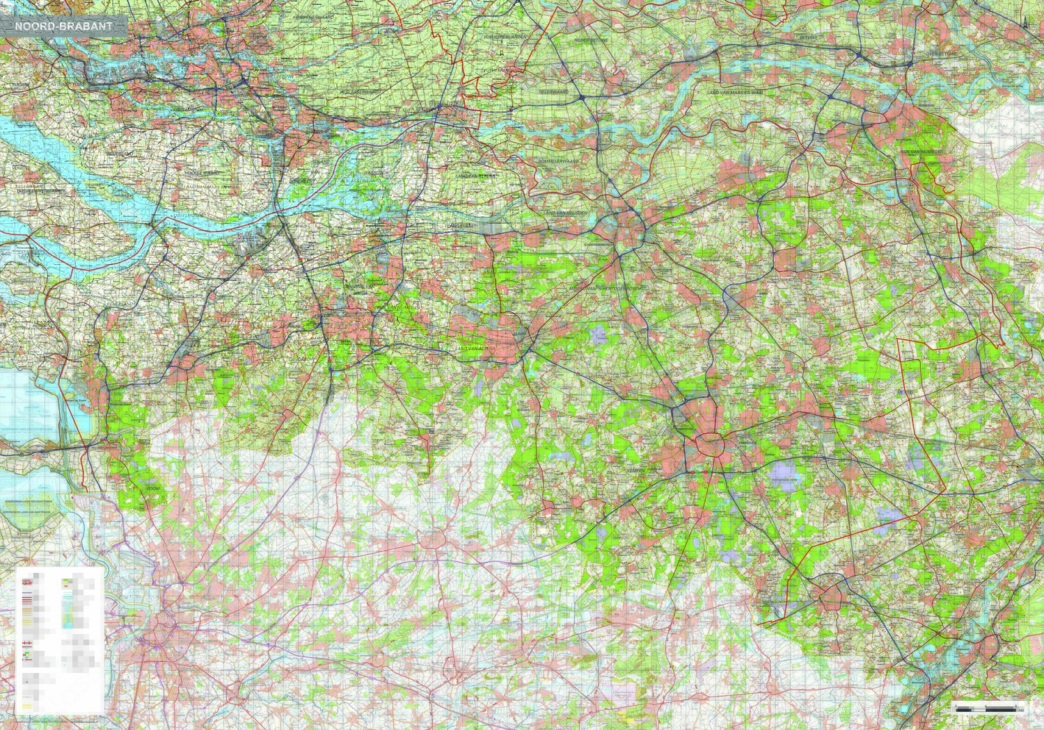 Topografische kaart Noord-Brabant 1:100.000 Topografische kaart Noord-Brabant 1:100.000