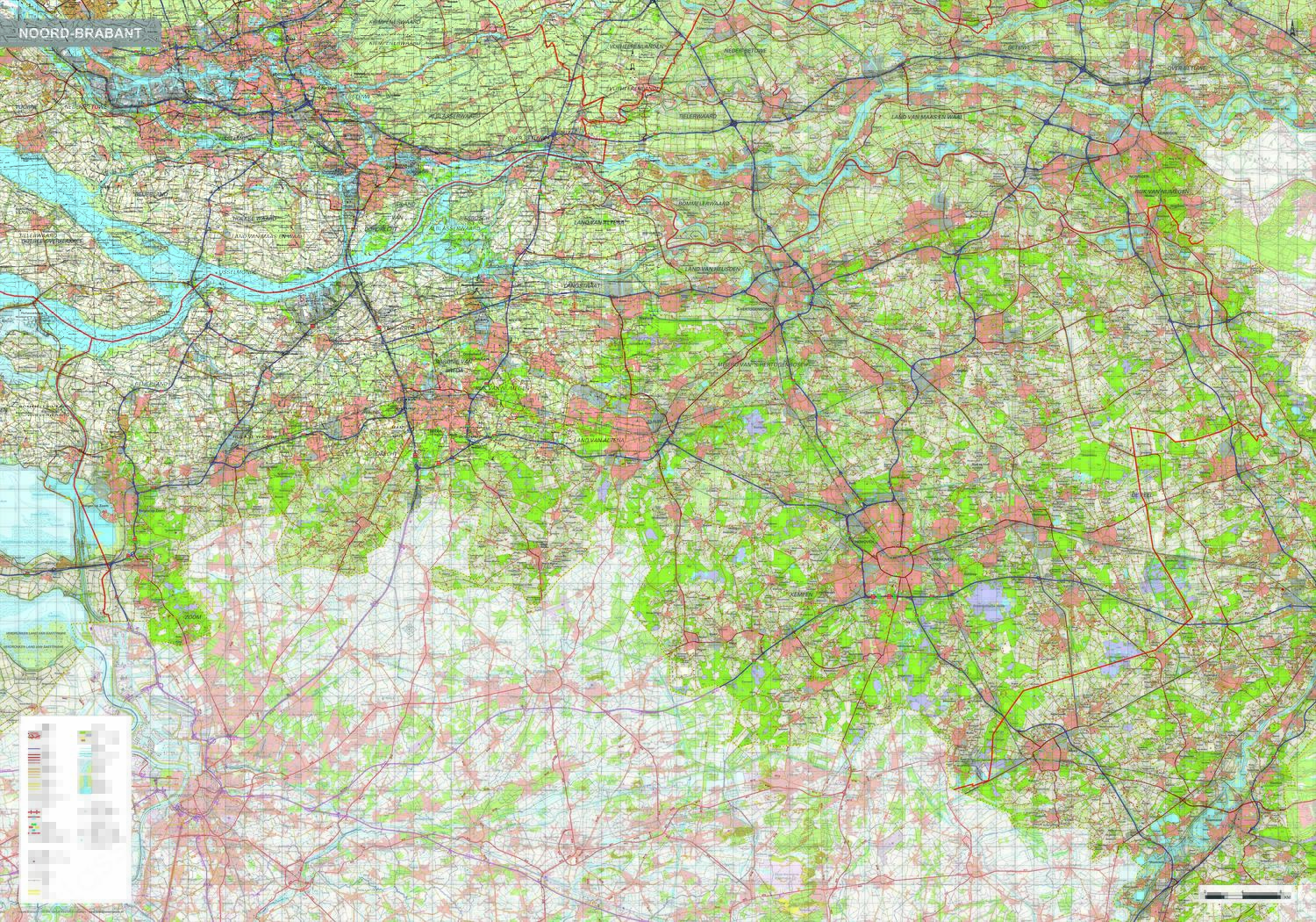 Topografische kaart Noord-Brabant 1:100.000