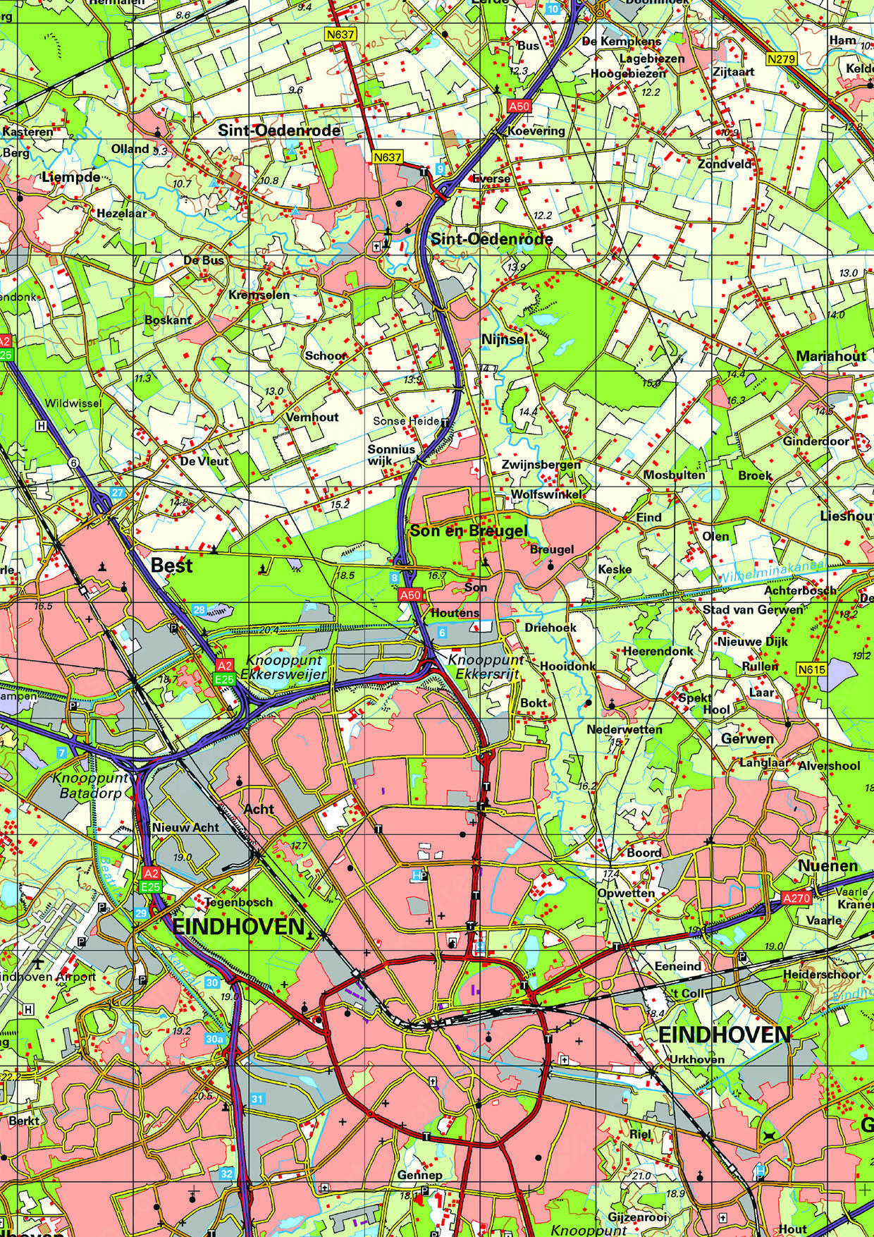 Topografische kaart Noord-Brabant 1:100.000