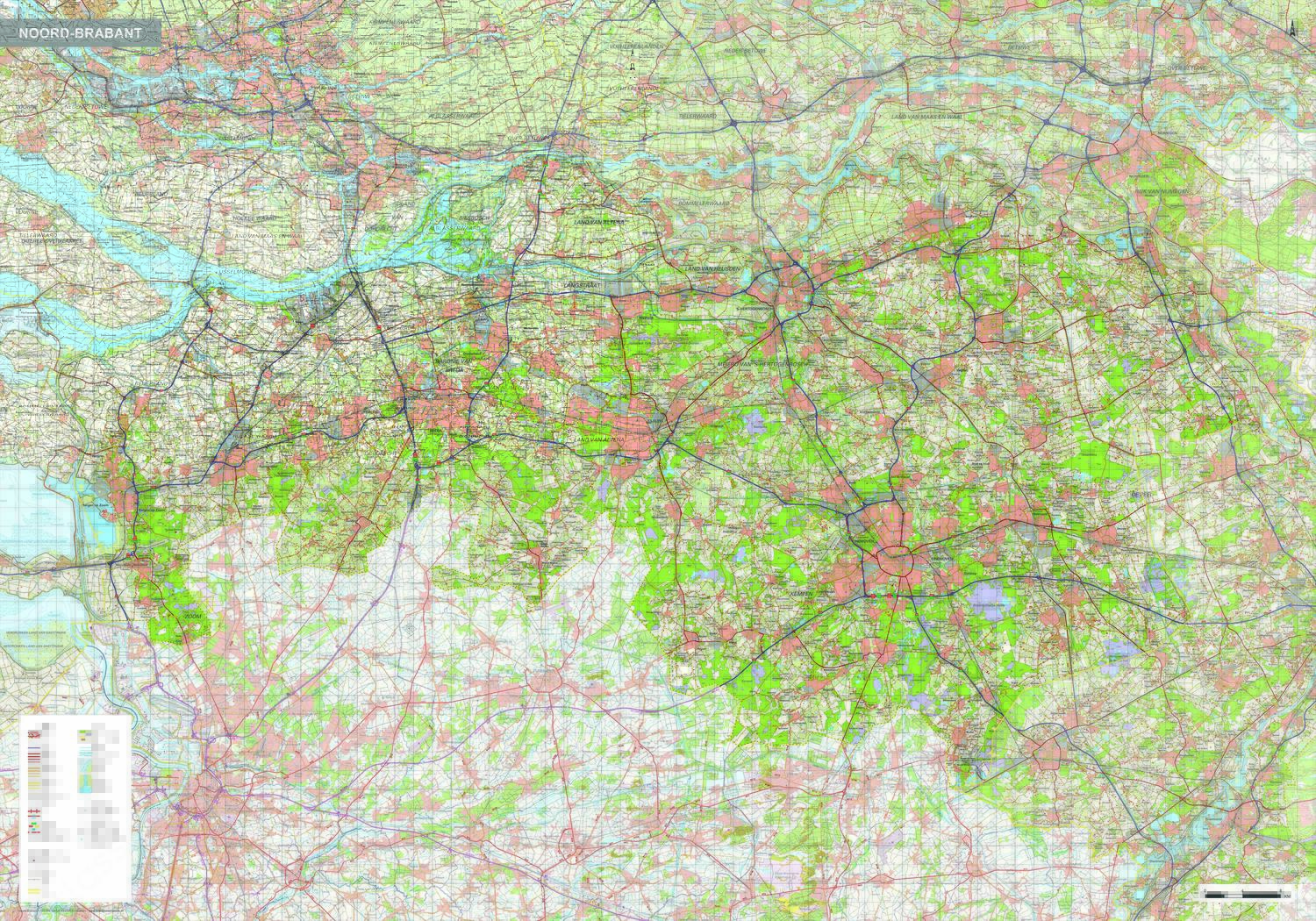 Topografische kaart Noord-Brabant 1:100.000