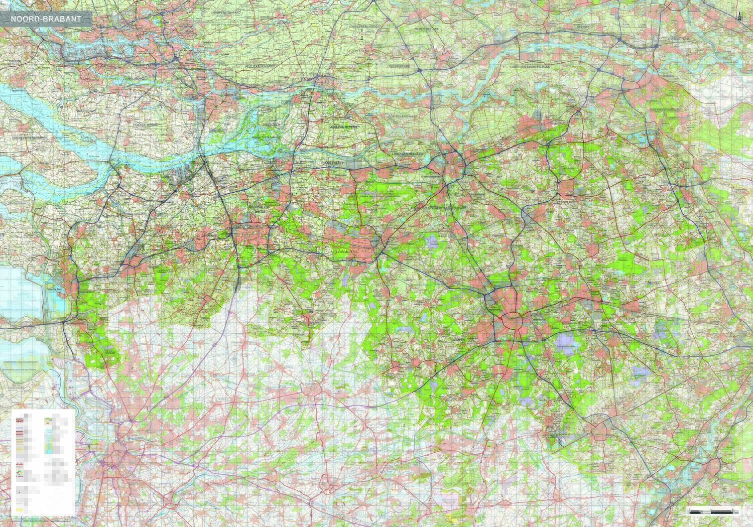 Topografische kaart Noord-Brabant 1:100.000 Topografische kaart Noord-Brabant 1:100.000