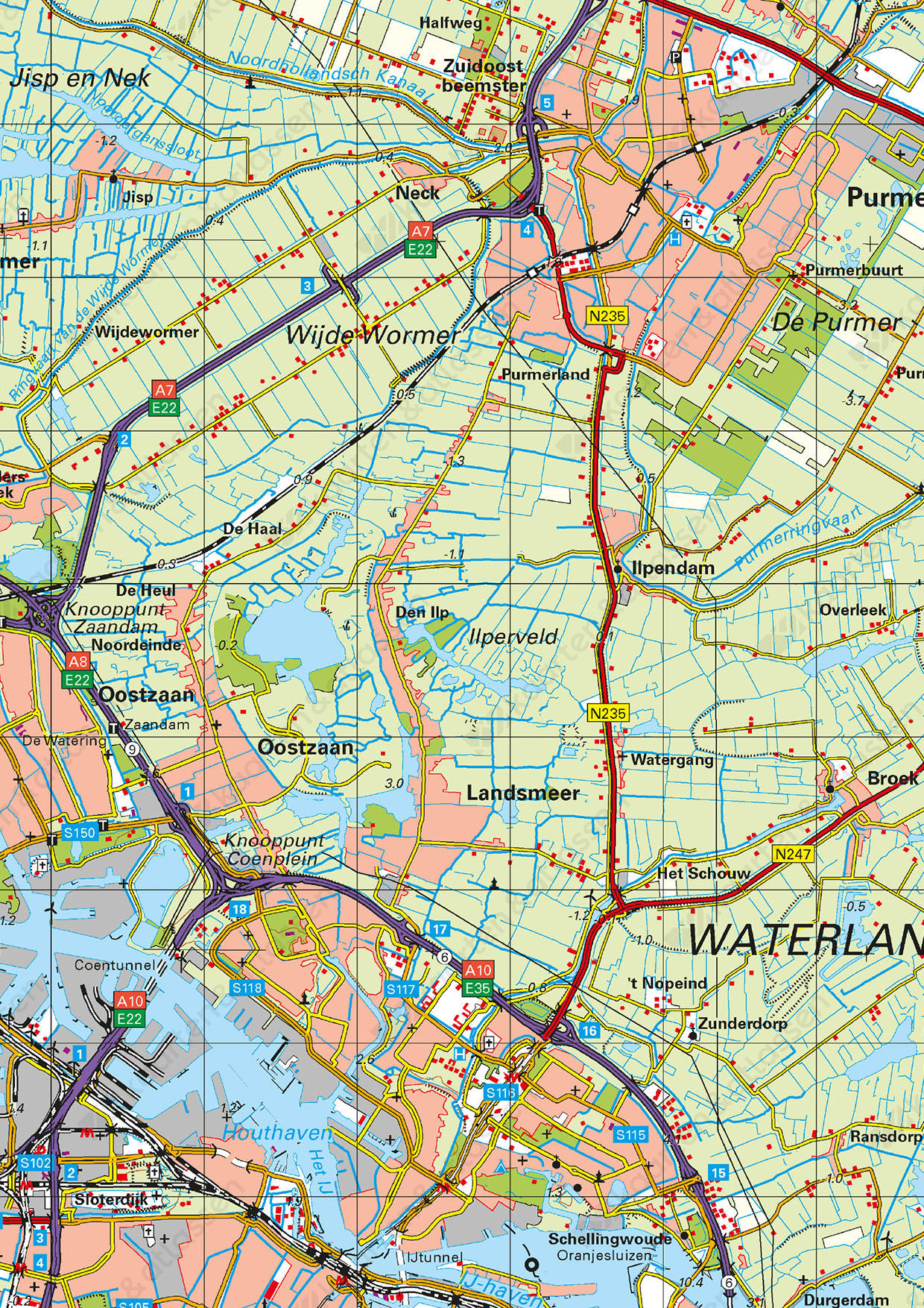 Topografische kaart Noord-Holland 1:100.000