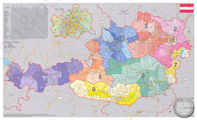 Postcodekaart Oostenrijk