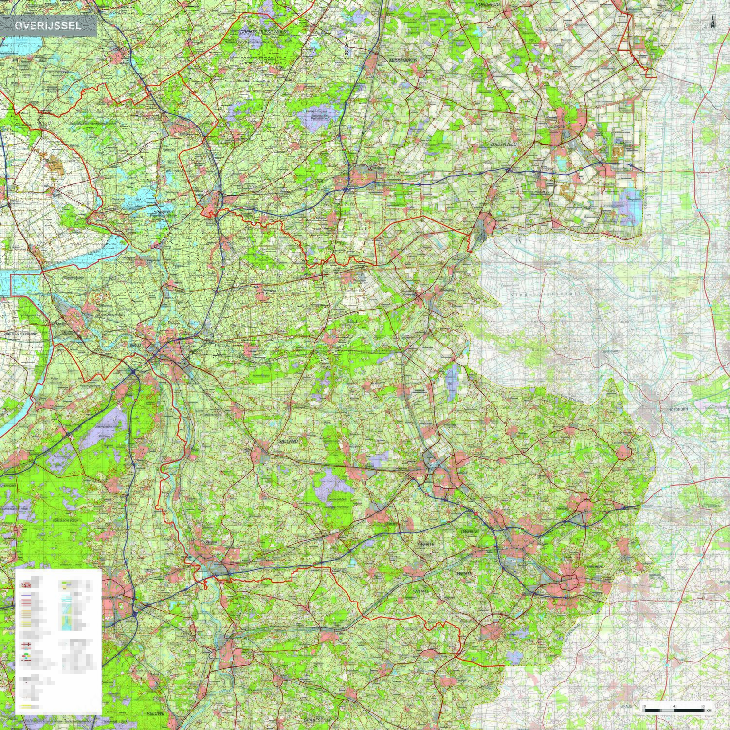 Topografische kaart Overijssel 1:100.000 Topografische kaart Overijssel 1:100.000