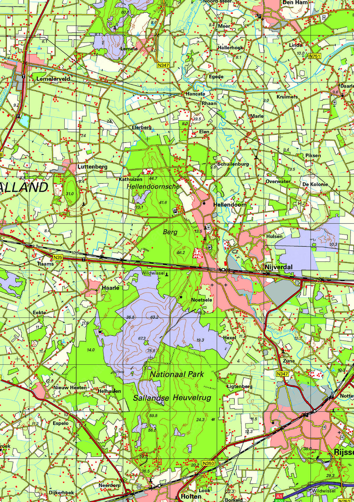 Topografische kaart Overijssel 1:100.000