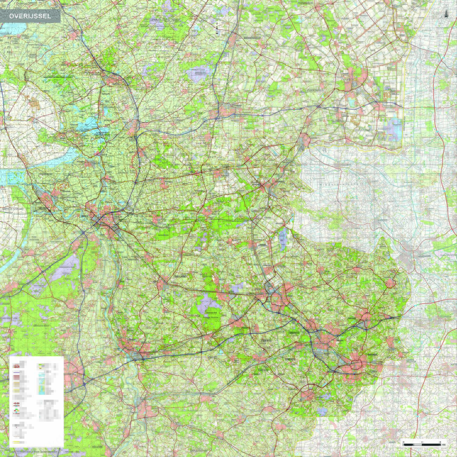 Topografische kaart Overijssel 1:100.000 Topografische kaart Overijssel 1:100.000