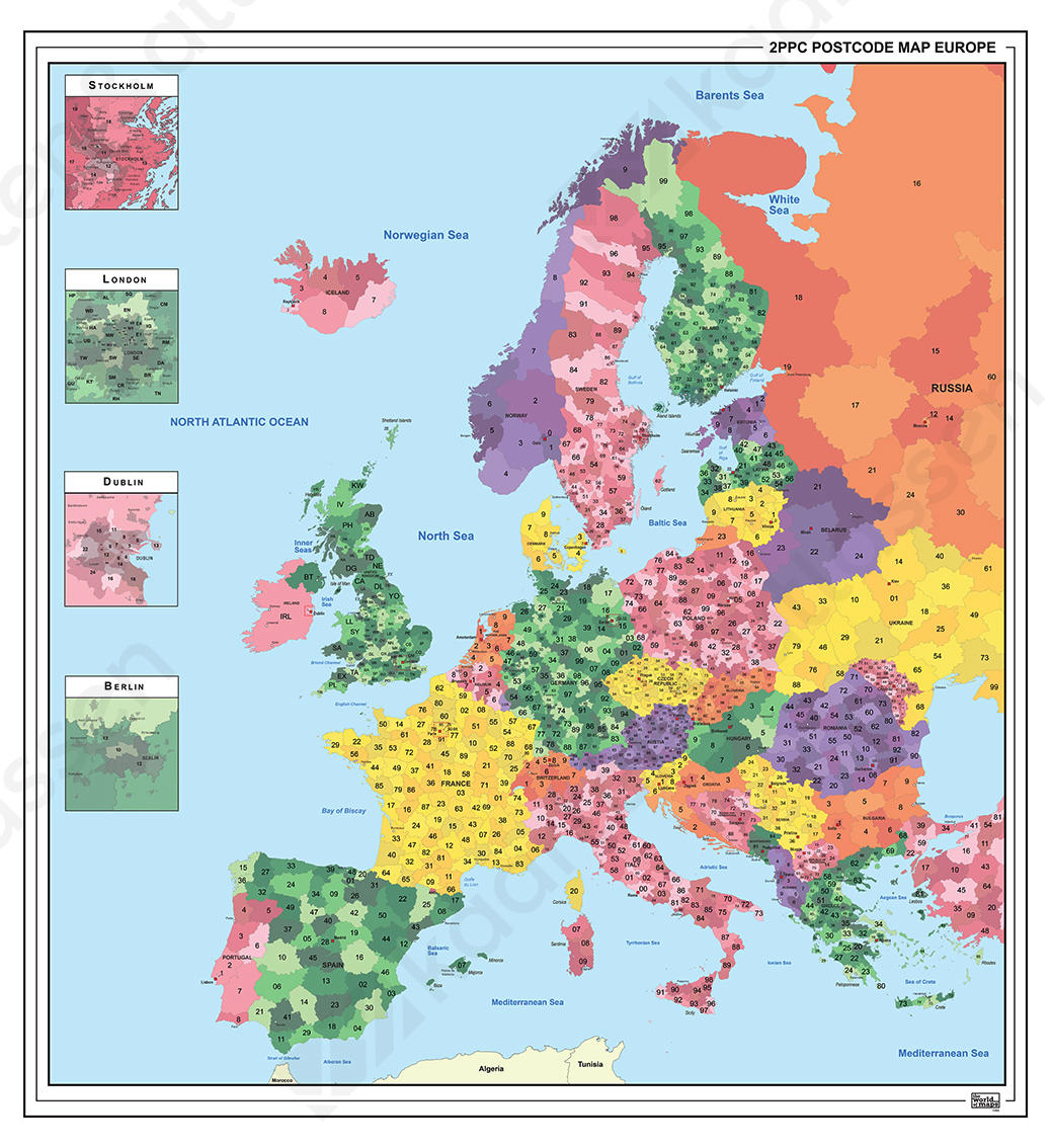 Postcode kaart Europa Postcode kaart Europa