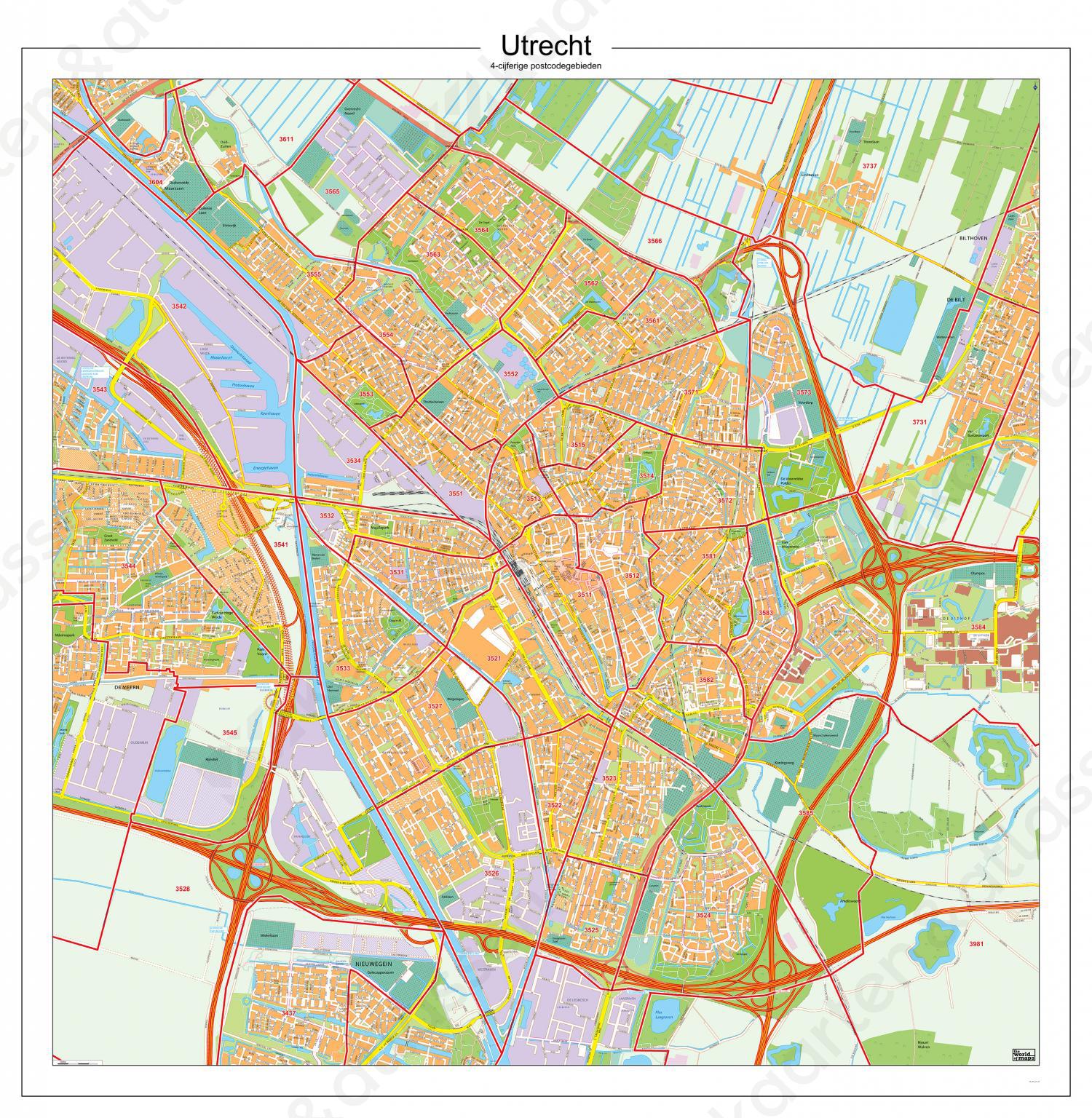 Postcodekaart Utrecht