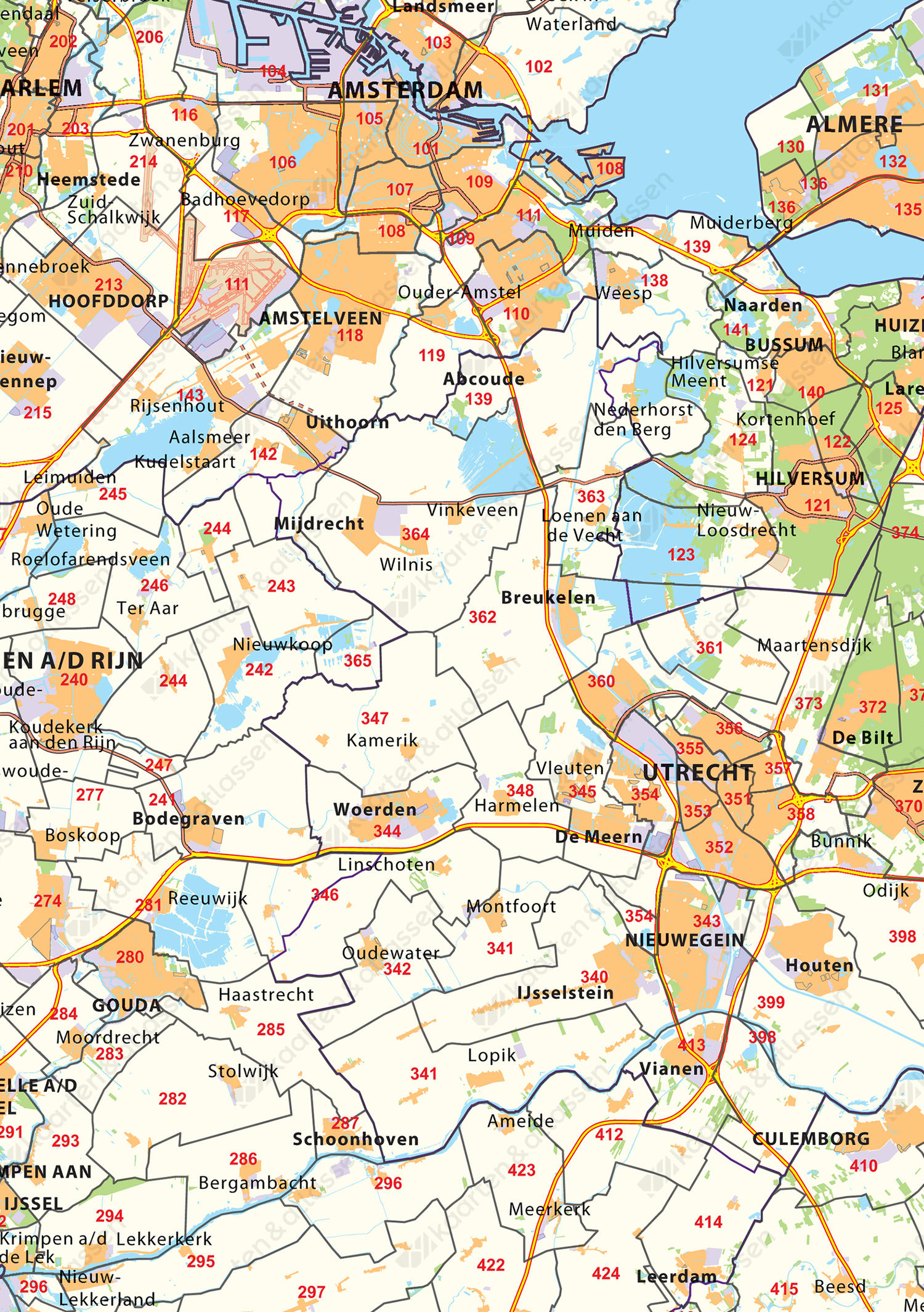 3-cijferige Postcodekaart Nederland 376