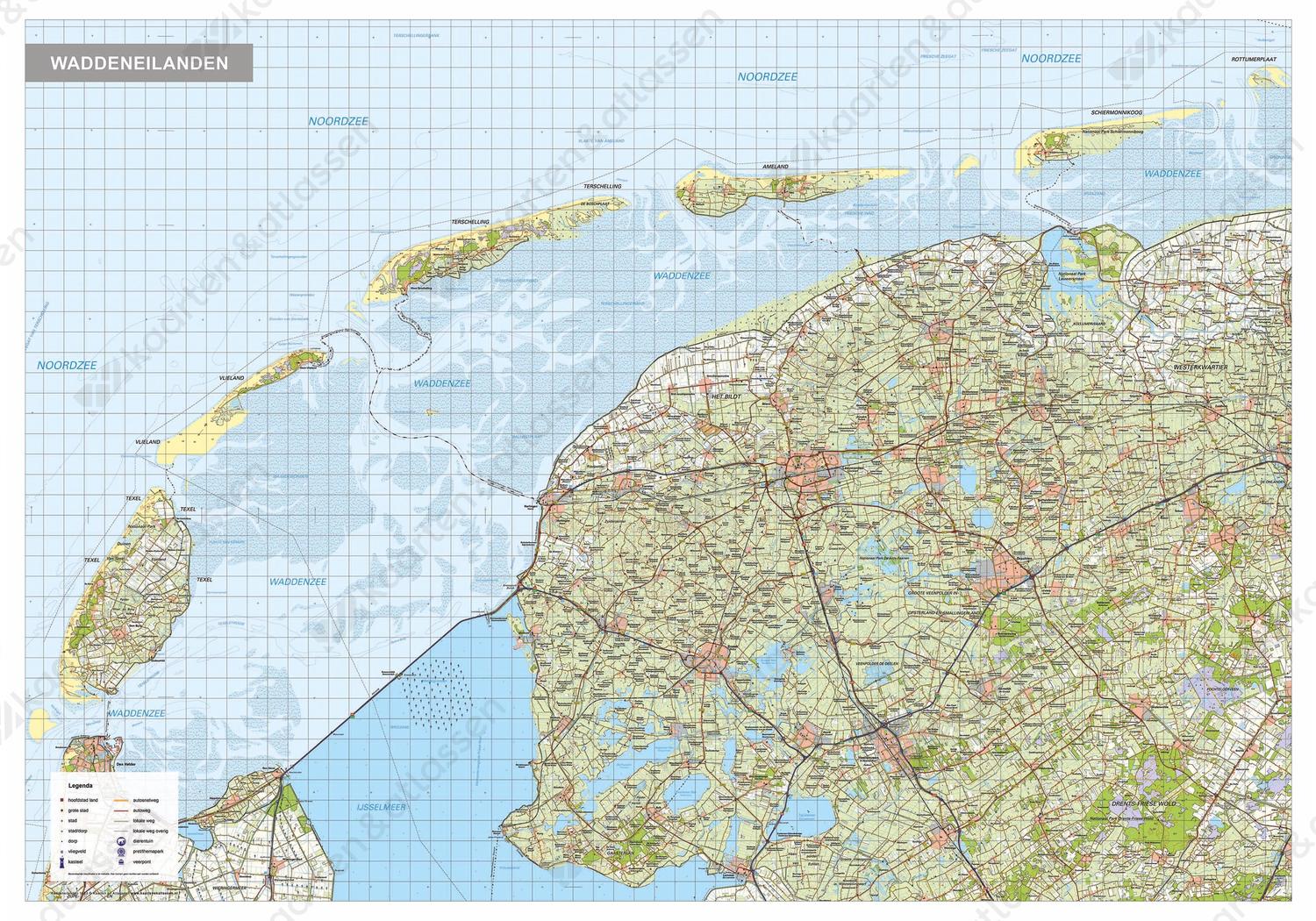 Waddeneilanden / Waddenzee regiokaart Waddeneilanden / Waddenzee regiokaart