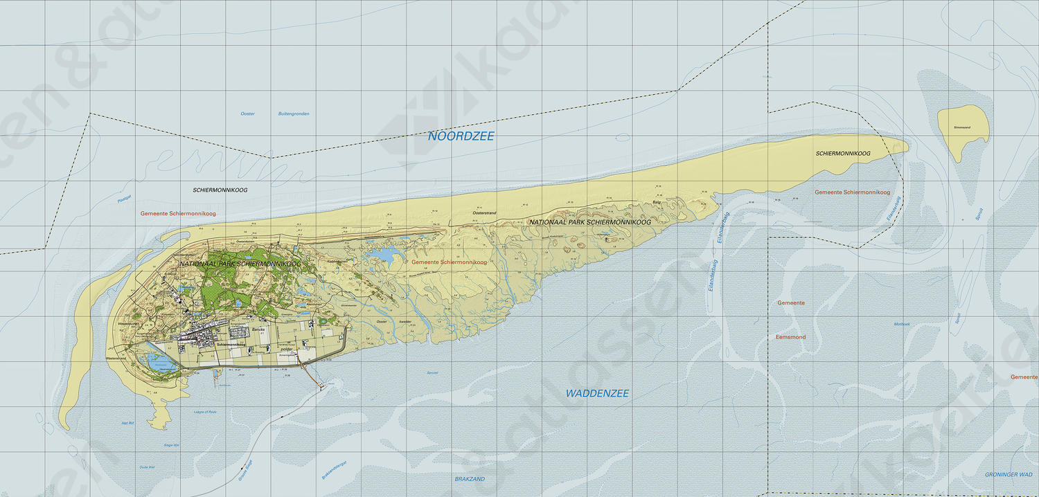 Topografische kaart Schiermonnikoog Topografische kaart Schiermonnikoog