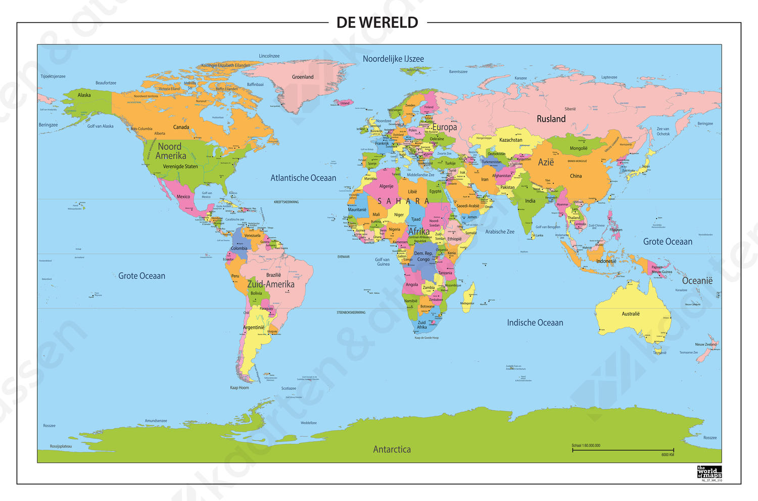 Digitale Wereldkaart Staatkundig 310 | Kaarten Atlassen.nl