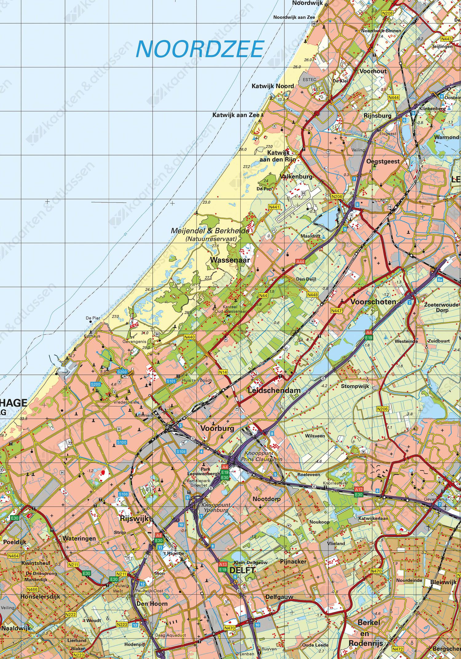 Kaart Zuid-Holland schaal 1:100.000