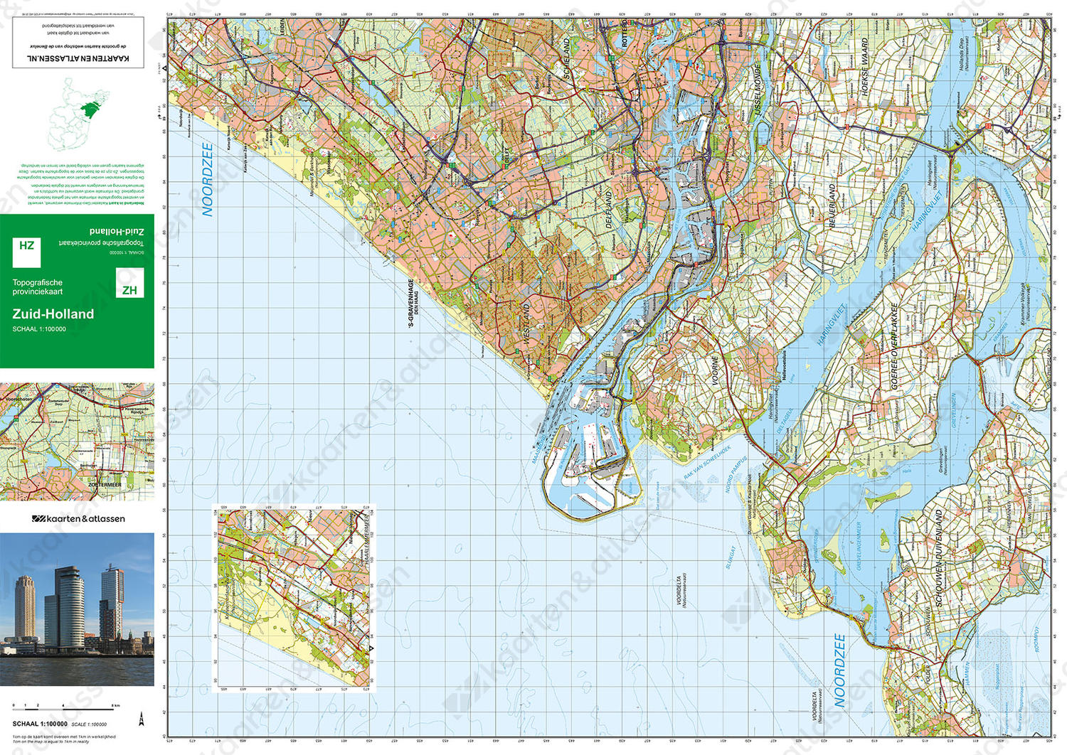 Kaart Zuid-Holland schaal 1:100.000