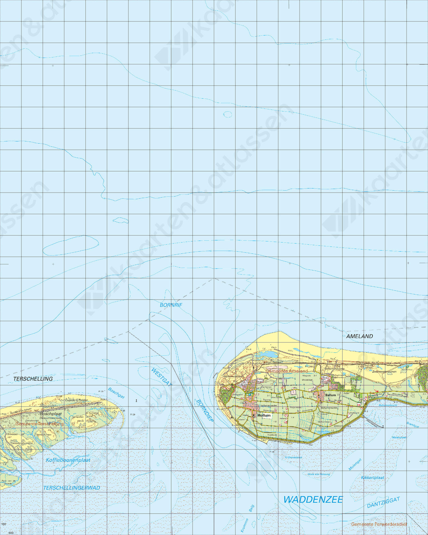 Topografische Kaart 1 Oost Terschelling