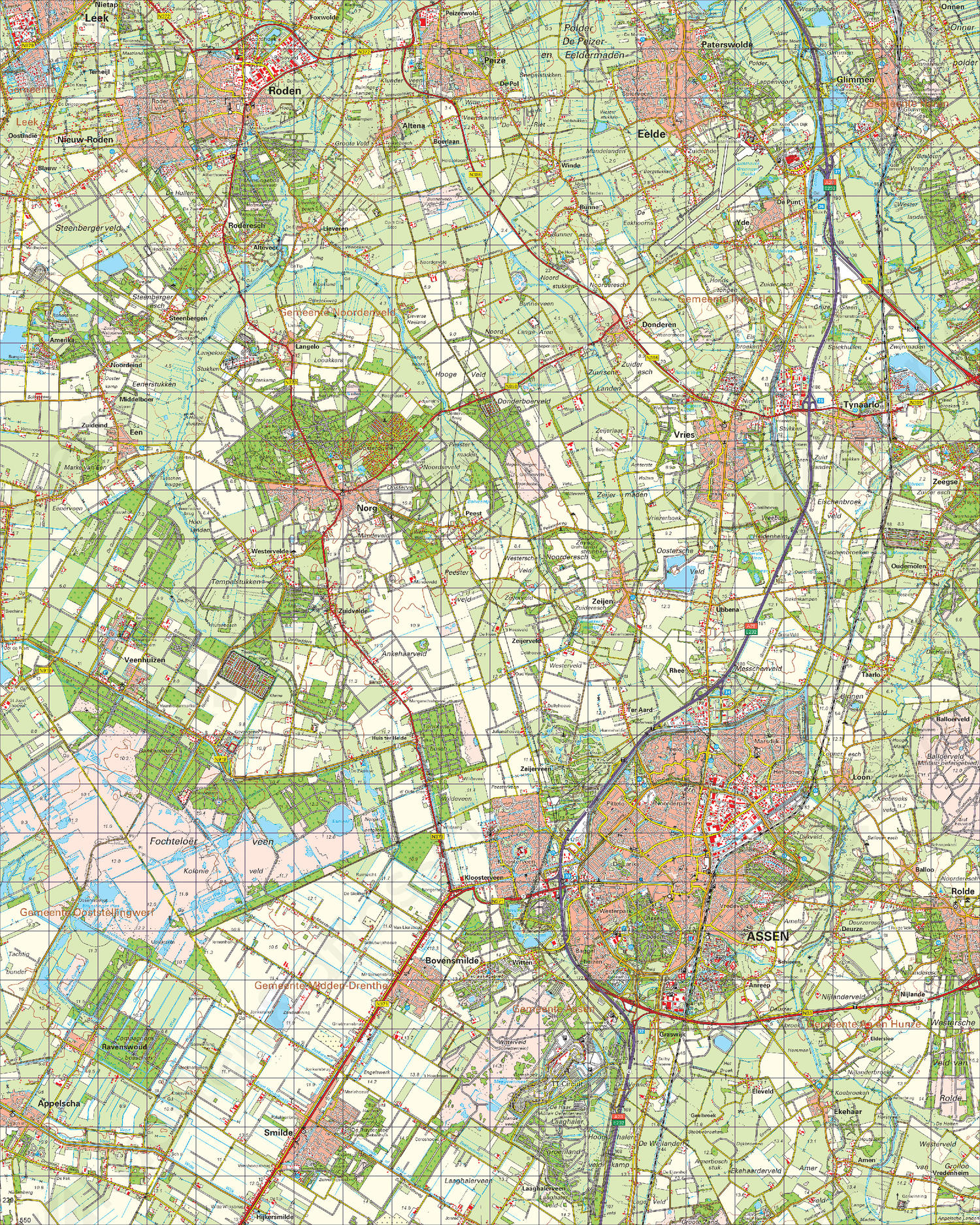 Topografische Kaart 12 West Assen