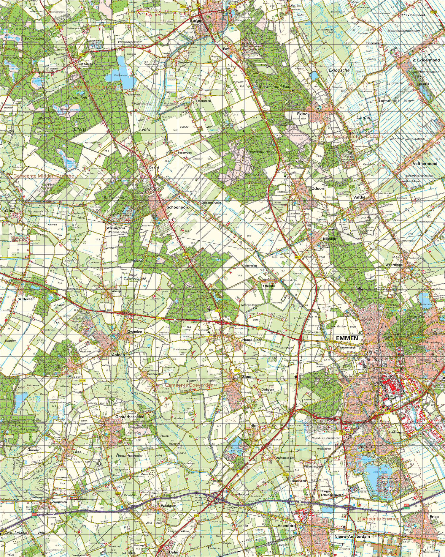 Topografische Kaart 17 Oost Emmen Digitale Topografische Kaart 17 Oost Emmen