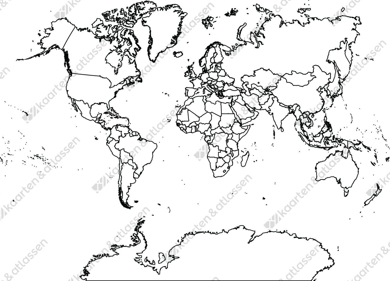 Digitale wereldkaart van der Grinten projectie (gratis)