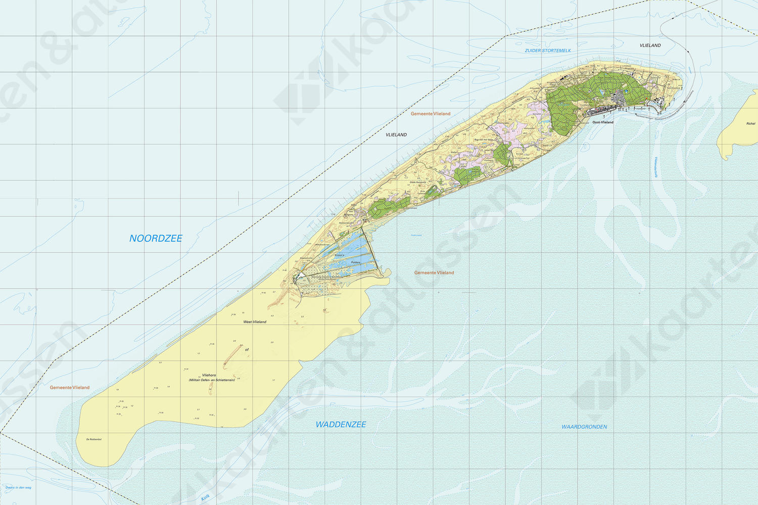 Topografische kaart Vlieland Topografische kaart Vlieland
