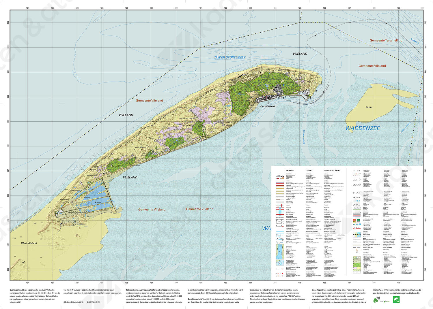 Topografische kaart Vlieland