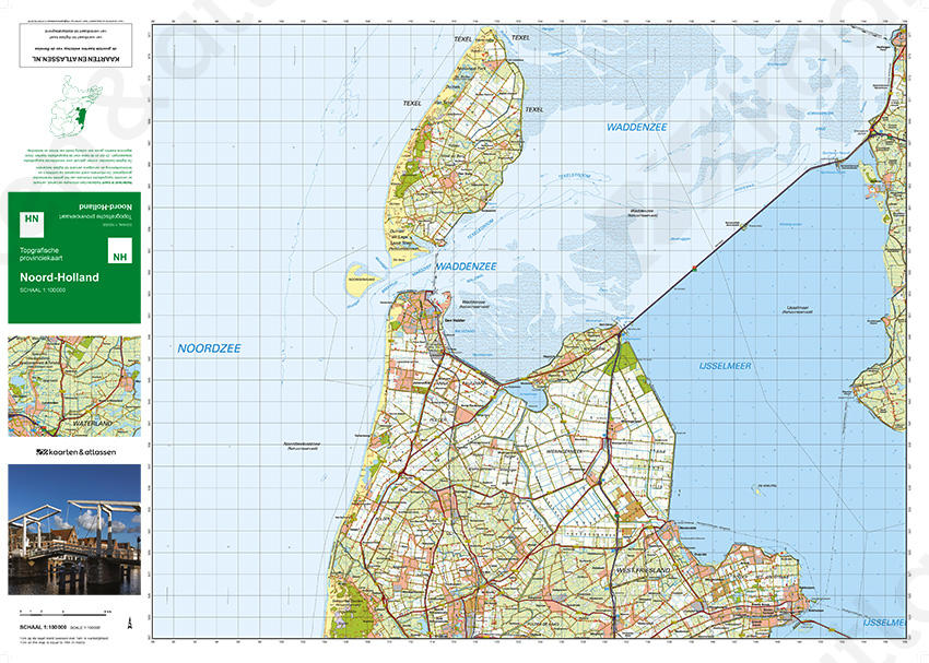 Kaart Noord-Holland schaal 1:100.000