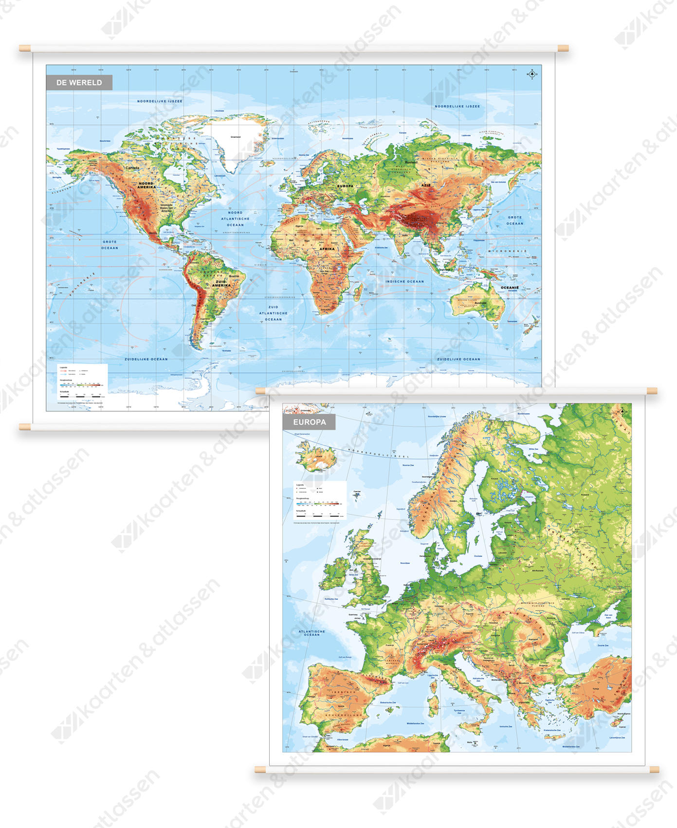 2 Schoolkaarten Wereld en Europa 1793 2 Schoolkaarten Wereld en Europa 1793