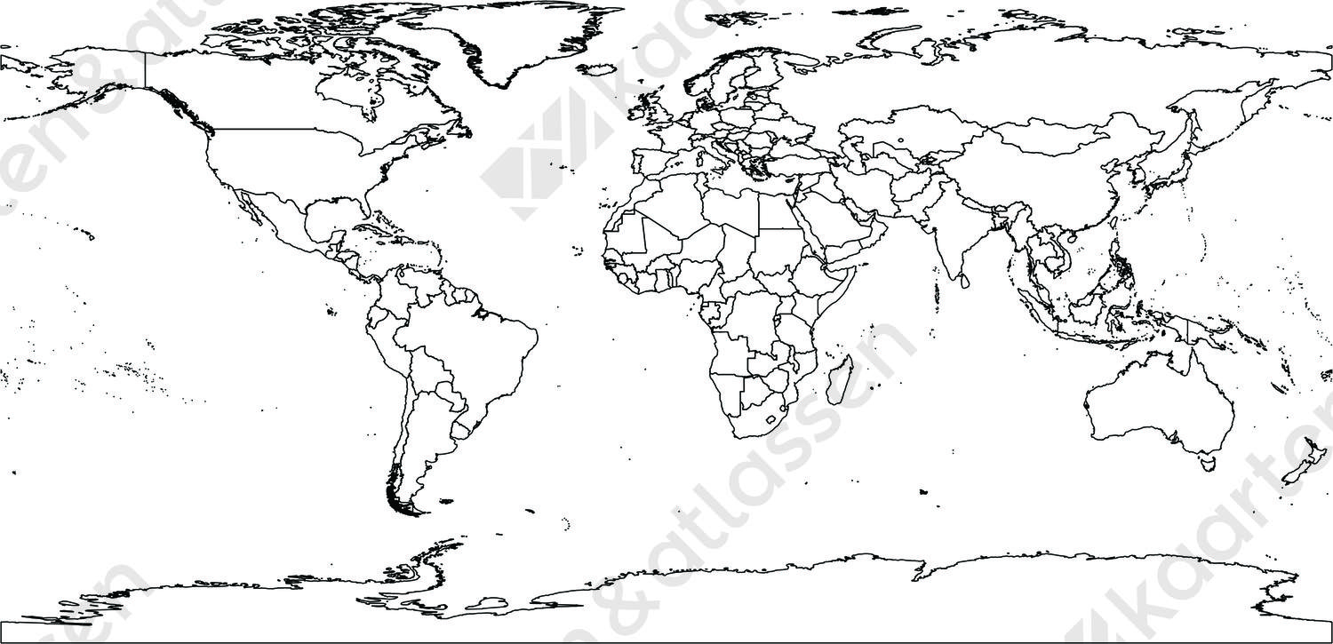 Digitale wereldkaart WGS84 projectie (gratis)