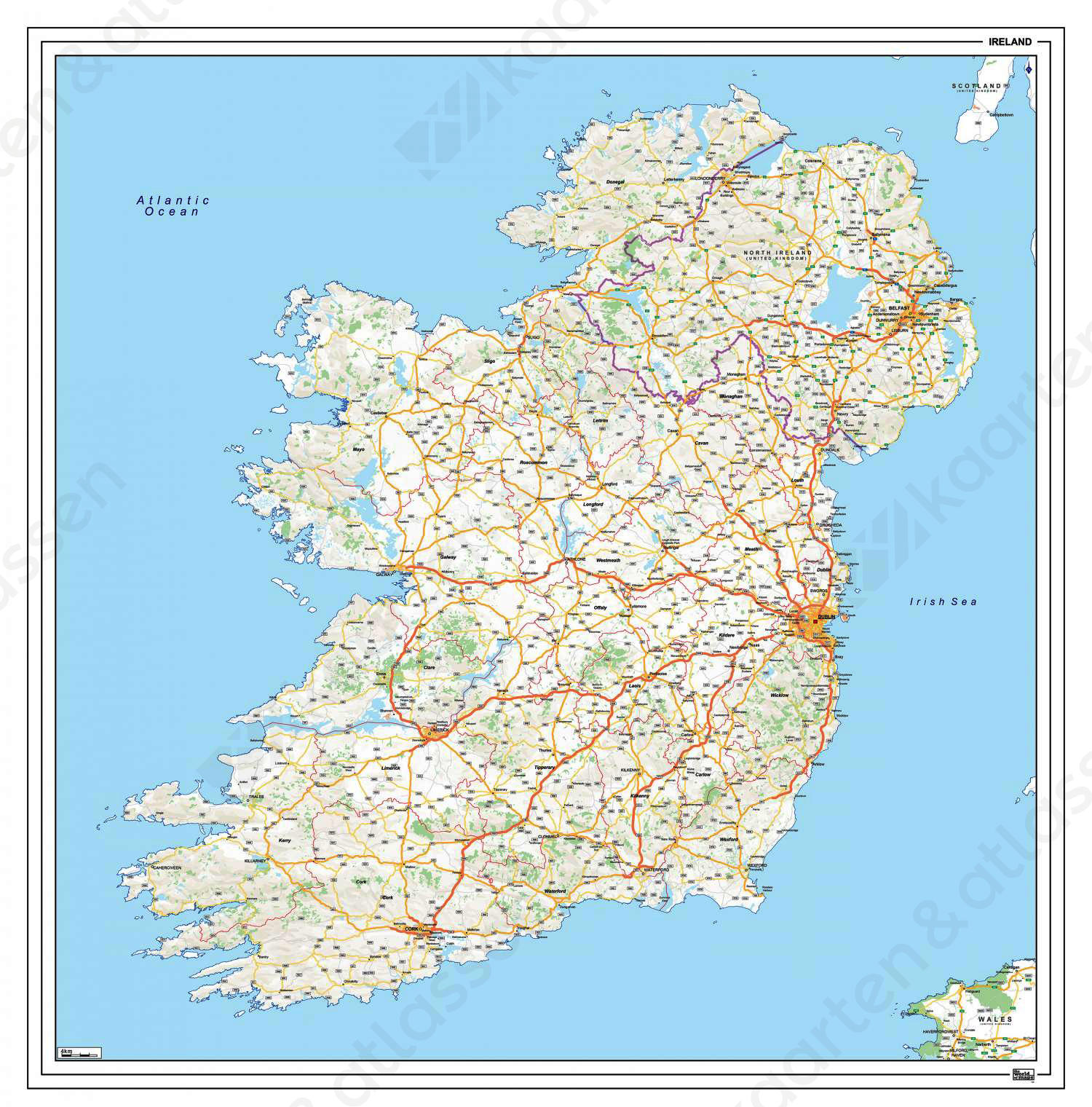 Wegenkaart Ierland