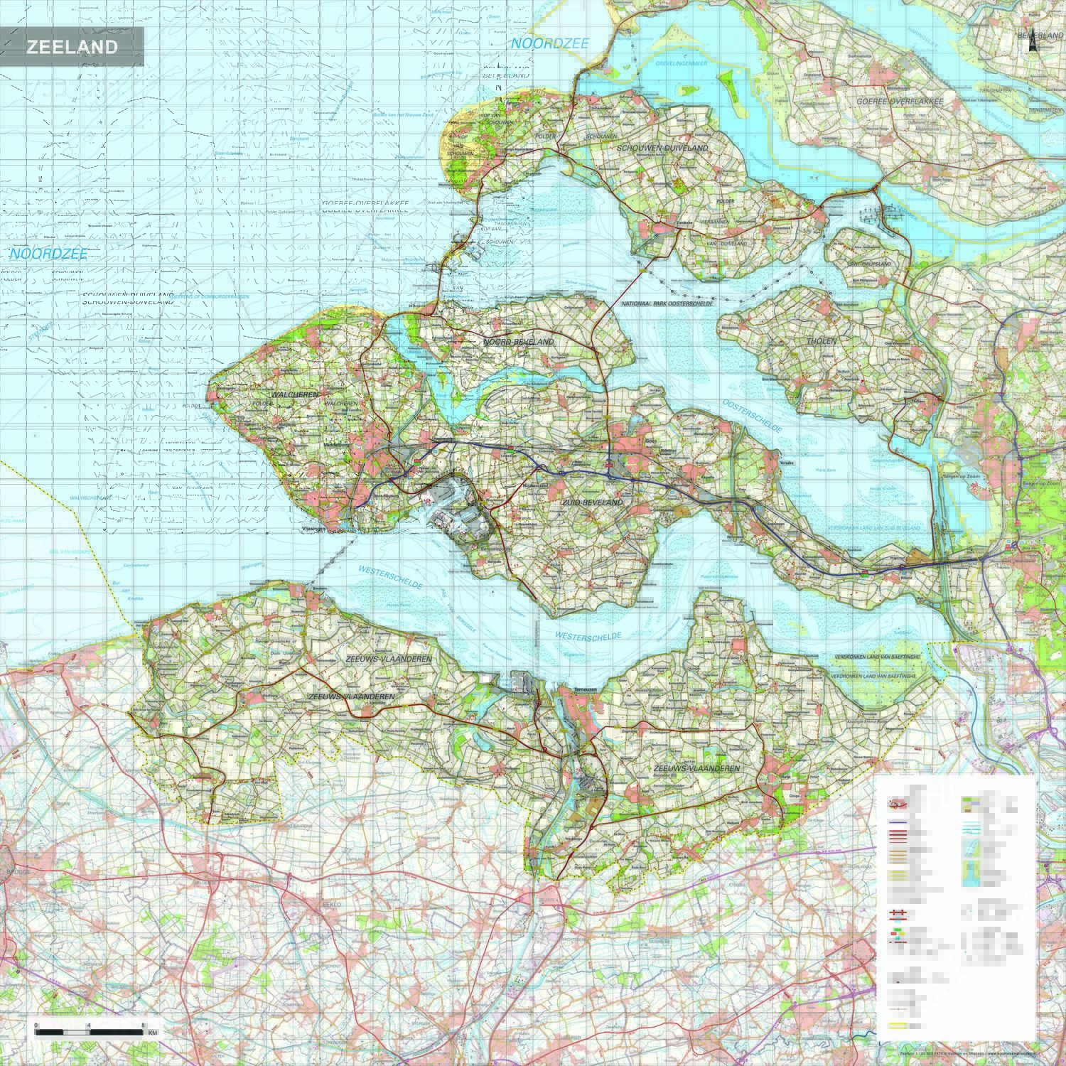 Topografische kaart Zeeland 1:100.000 Topografische kaart Zeeland 1:100.000