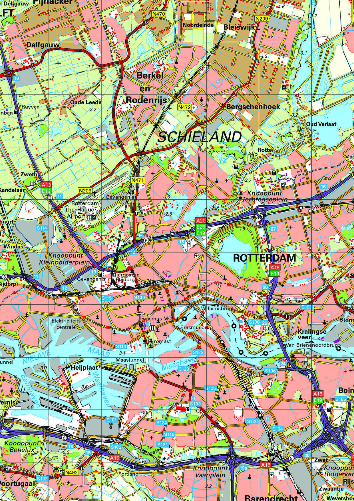 Topografische kaart Zuid-Holland 1:100.000