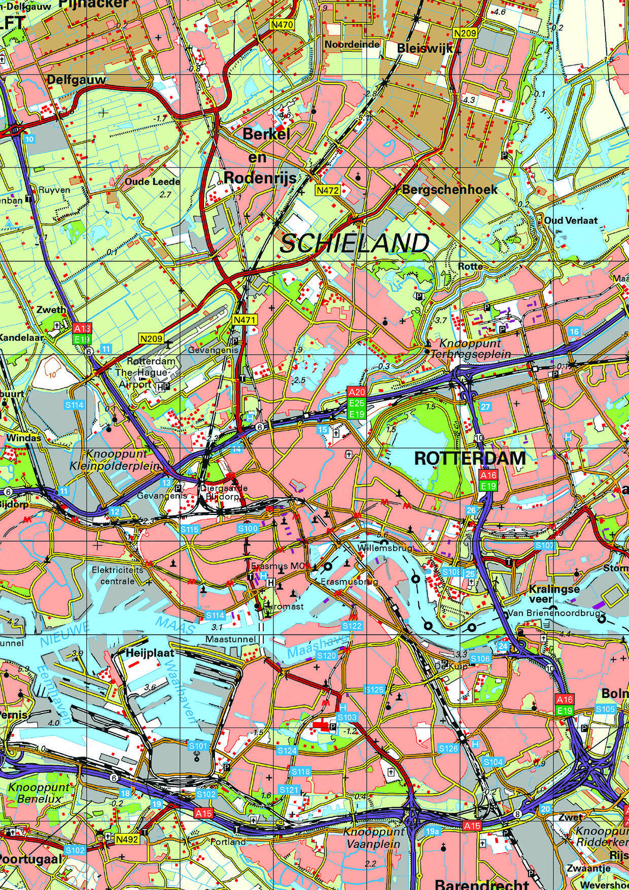 Topografische kaart Zuid-Holland