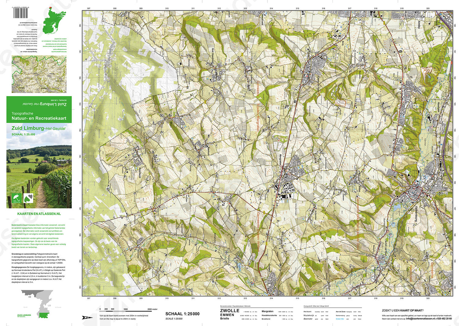 Topografische kaart Zuid Limburg - Het Geuldal